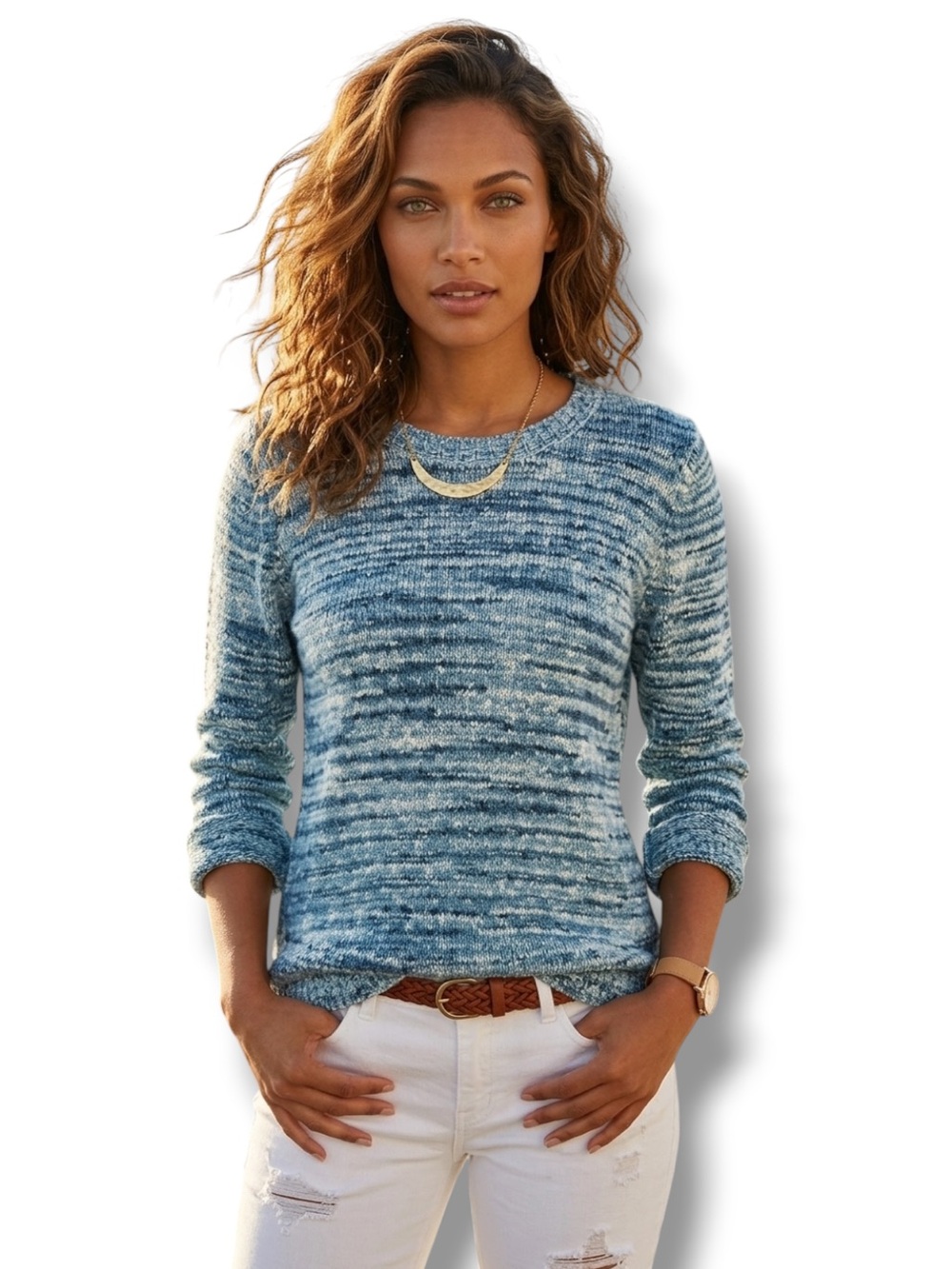 NWT Natural Reflections Space Dye Knit Sweater L